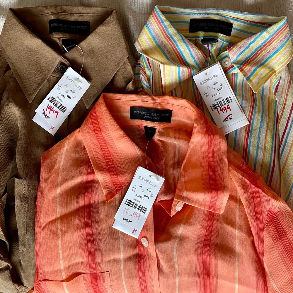 EXPRESS Design Studio 3 Silk Shirts